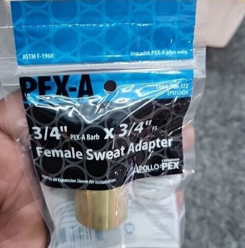 25 Lot Apollo Valves EPXFS3434 PEX-A Barb Adapter Brass 1.83 Inch X 3/4 Inch