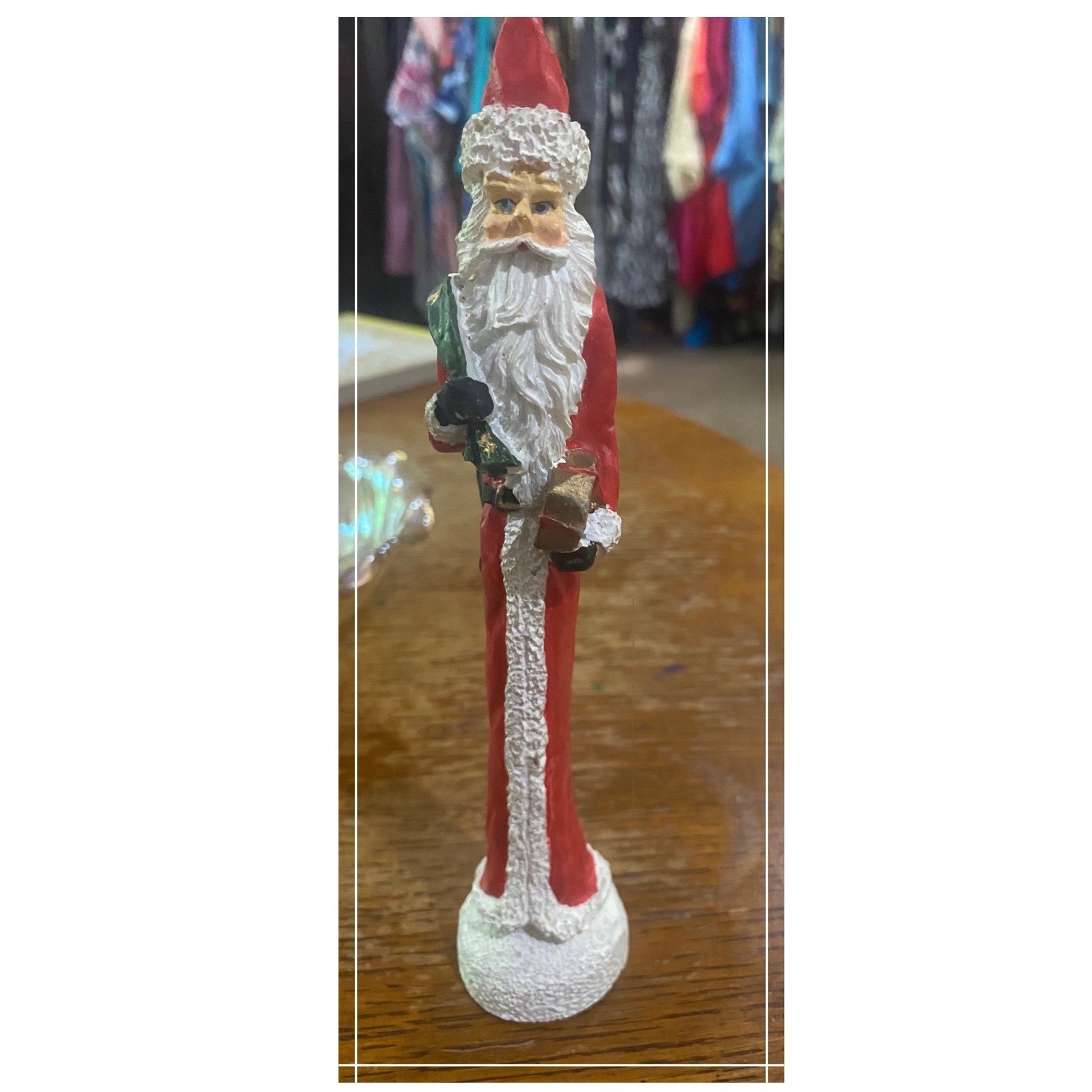 Red Tall Slender Santa Claus Figurine Holiday Decor