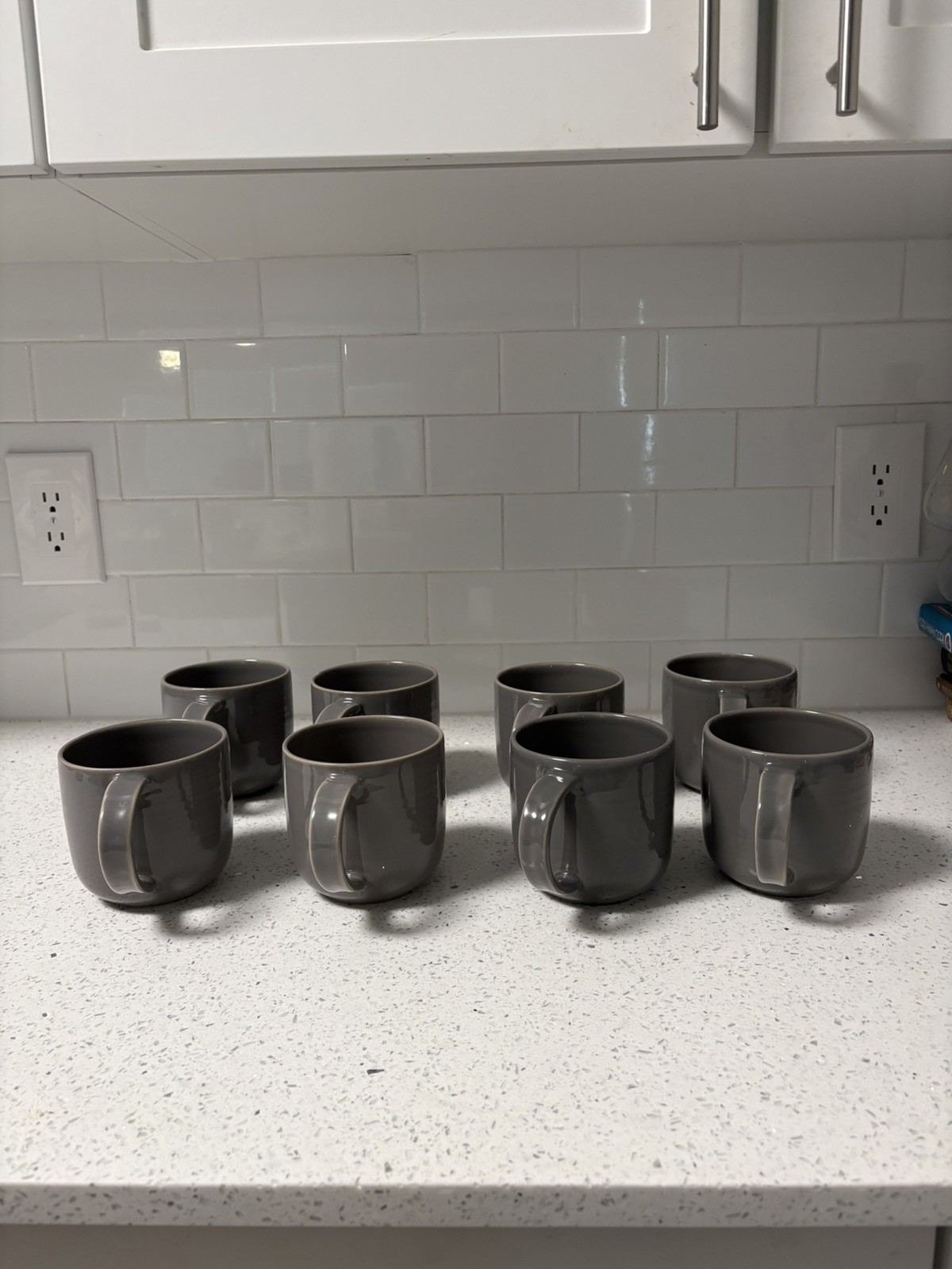 Pottery Barn Mugs Joshua Gray Stoneware Set of 8 Made in Portugal Coffee Tea