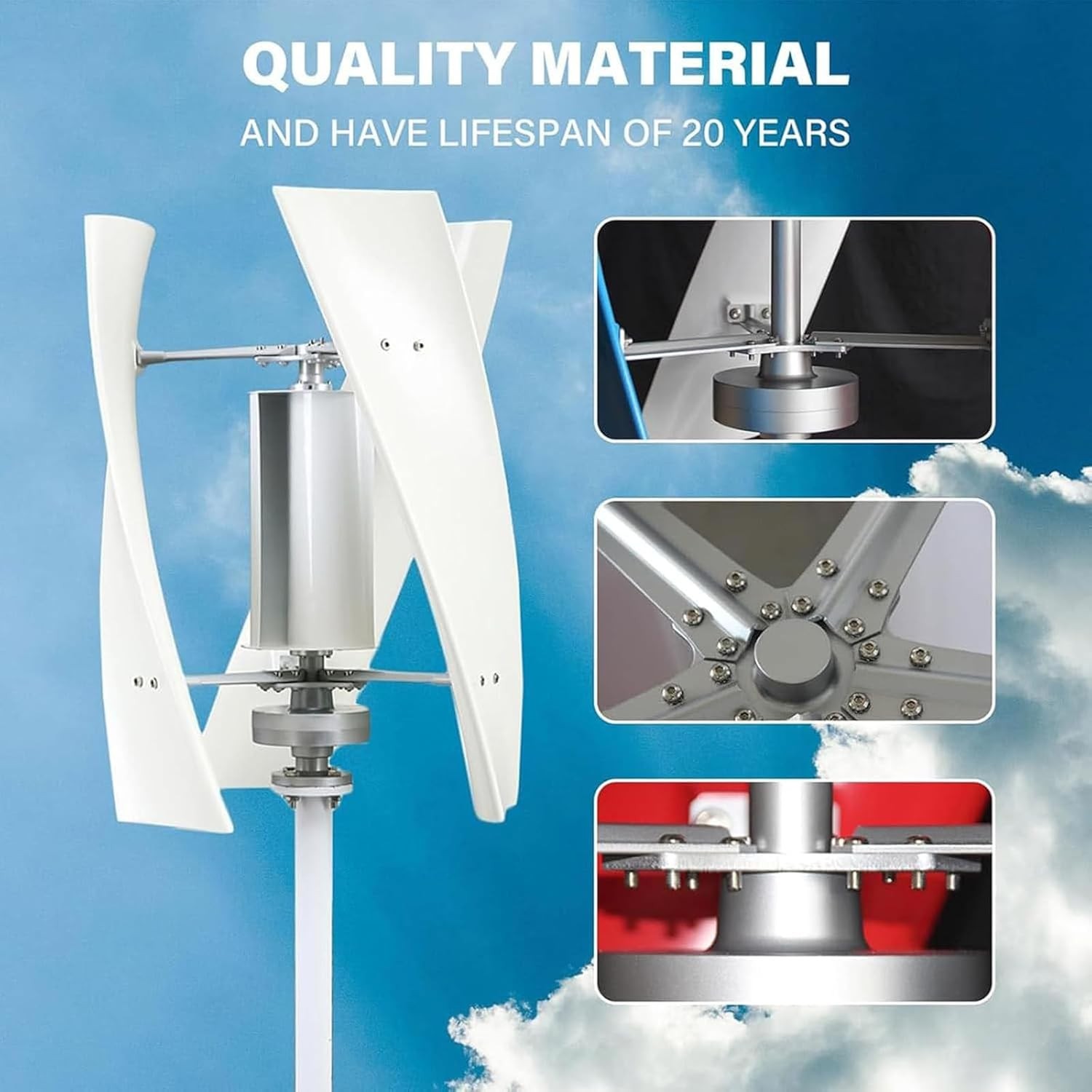 3000W Wind Turbine Generator Vertical Axis Turbines Outdoor & Industrial Power