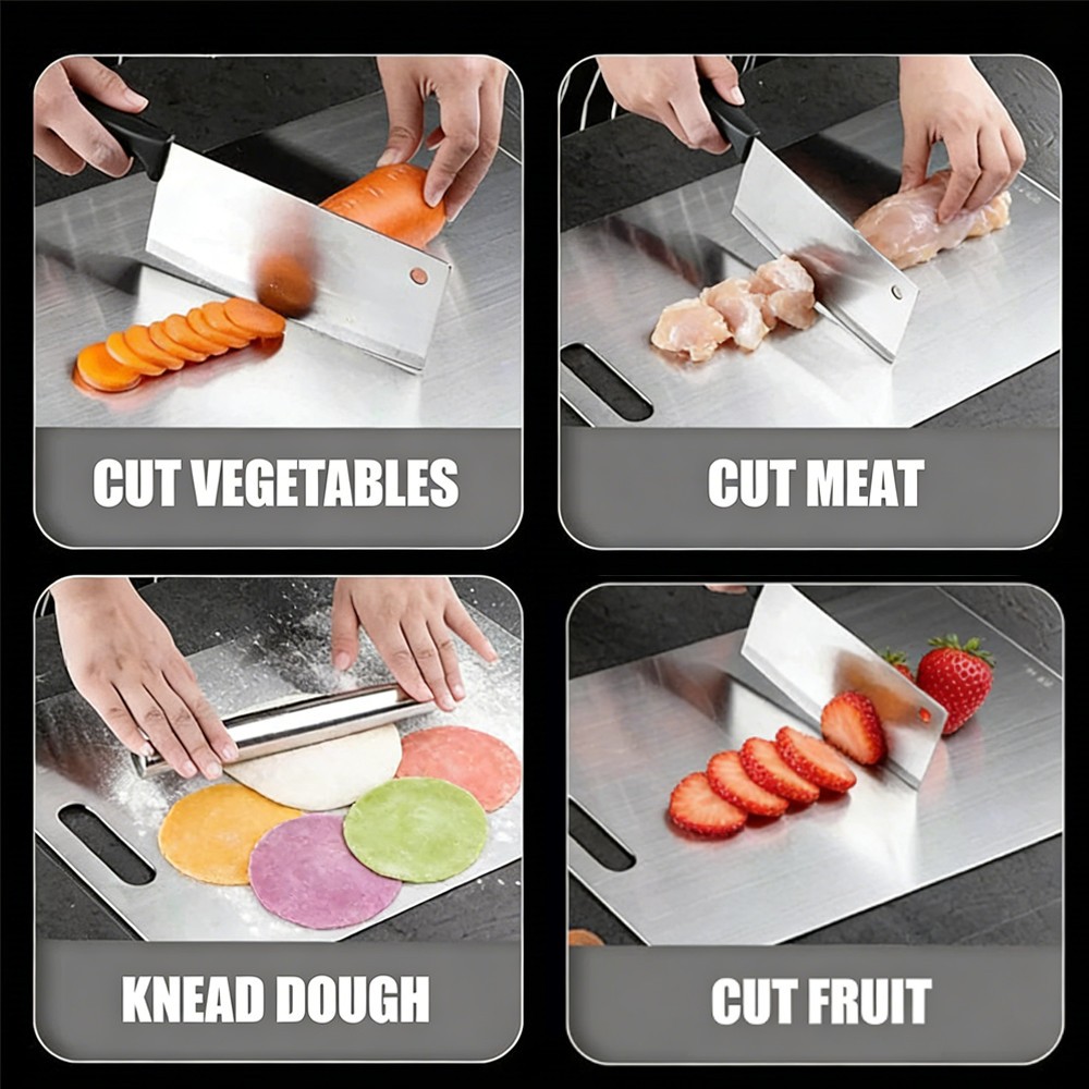 Stainless Steel Cutting Board Double-Sided Titanium Chopping Board for Kitchen
