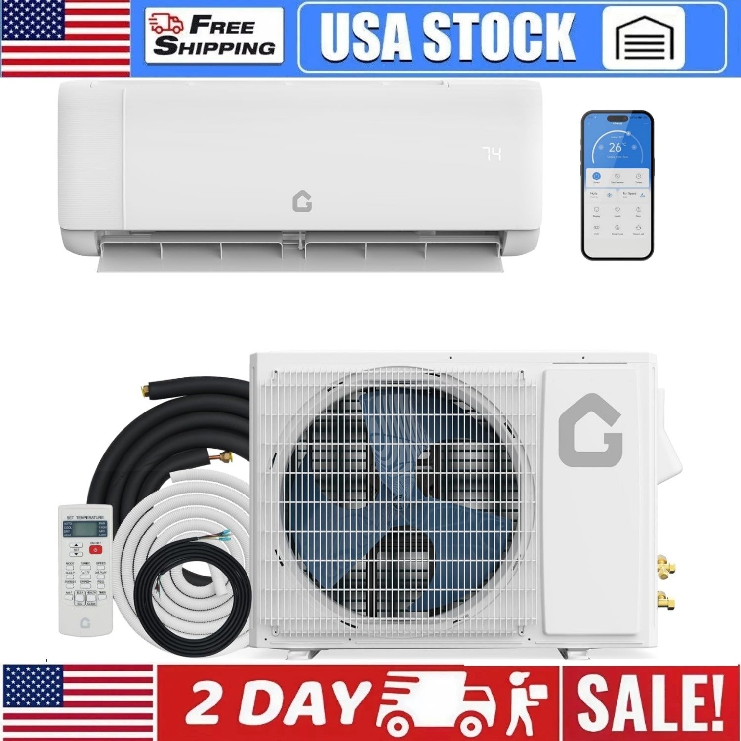 ✅24000 BTU Mini Split Air Conditioner & Heat Pump 19 SEER2 Ductless Mini Split
