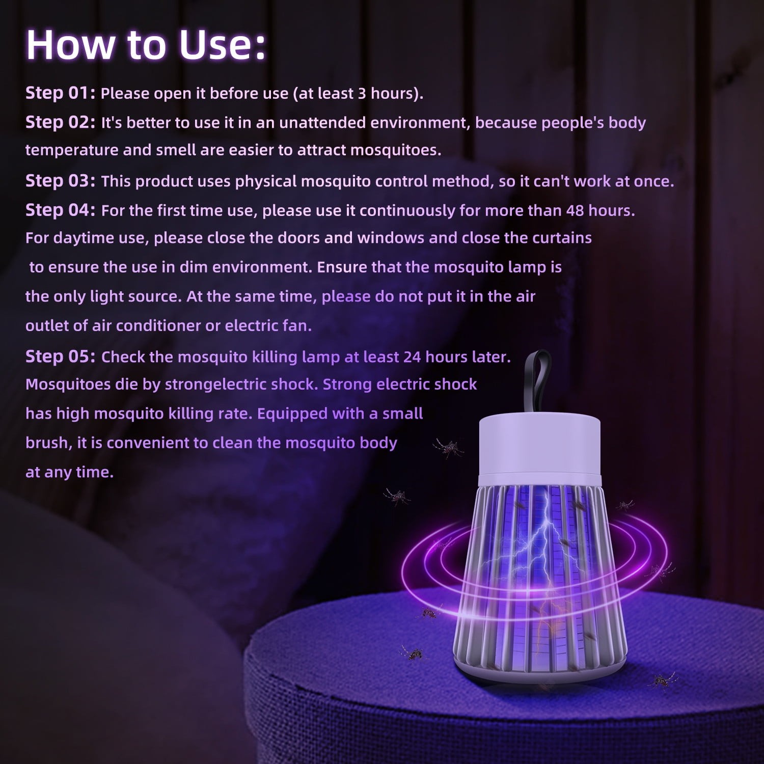 Bug Zapper Indoor Outdoor Electric Insert Killer Fly Mosquito Trap Light, White