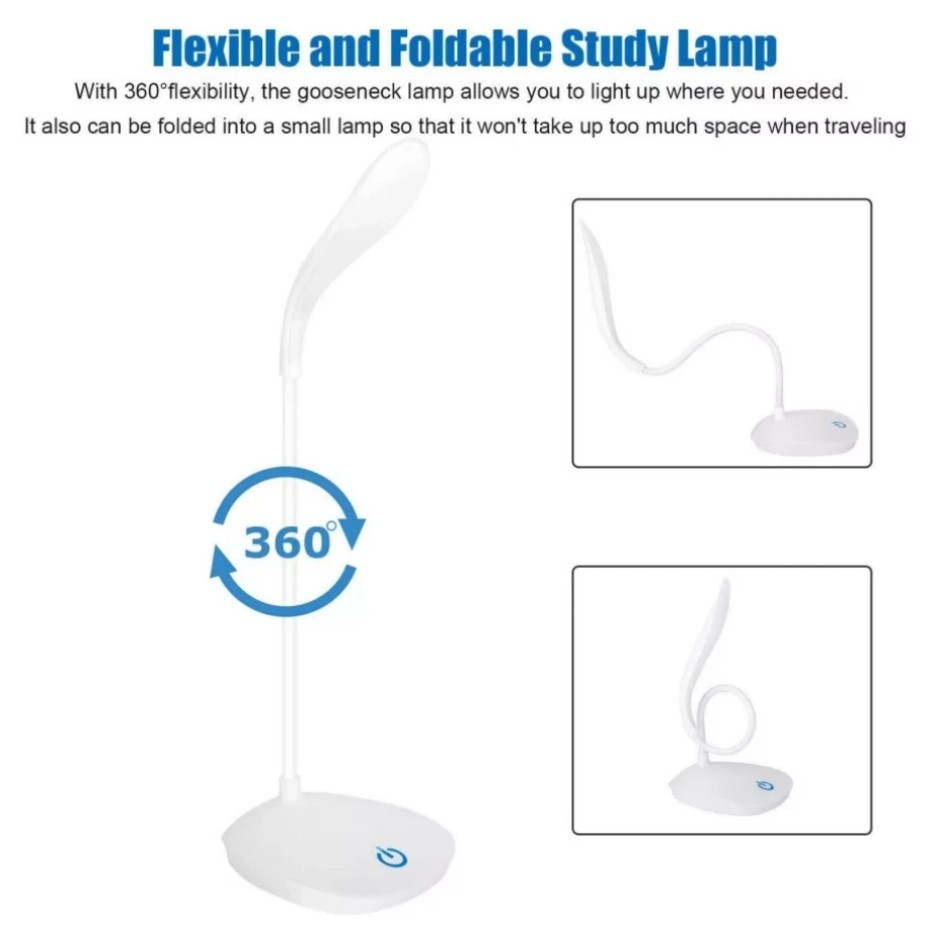 USB LED Desk Light Dimmable Bedside Reading Lamp Rechargeable Touch Control -&=#