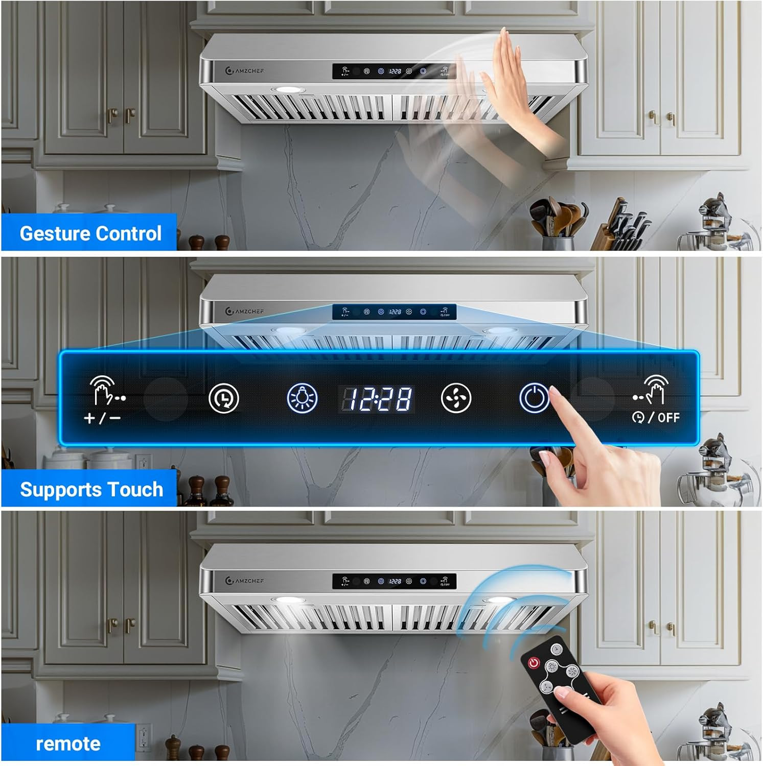 under Cabinet Range Hood 30 Inch, 750CFM Stainless Steel Kitchen Stove Vent Hood