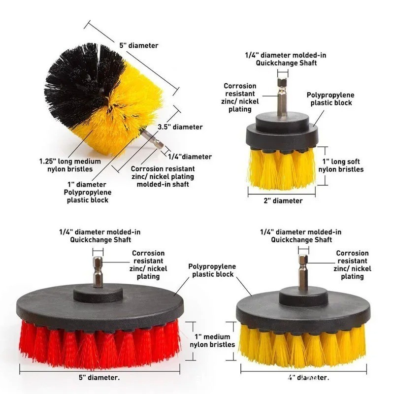 Drill Brush Attachment Set Power Scrubber Cleaning Kit Bathroom Tile Grout Clean