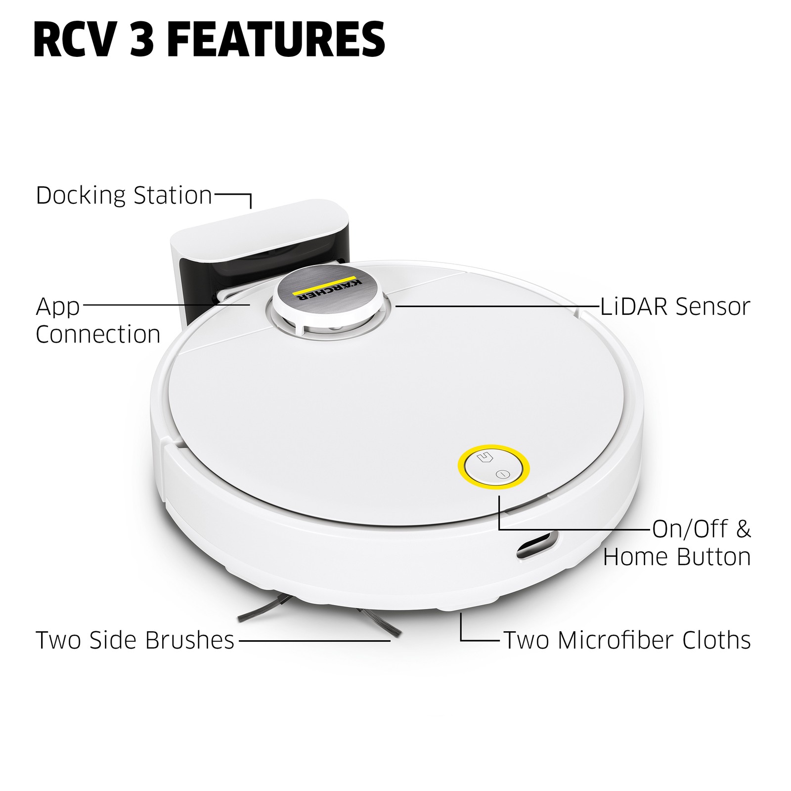 Kärcher RCV 3 Robot Vacuum Cleaner with Mop, Lidar, Mapping, 120 Min – NEW