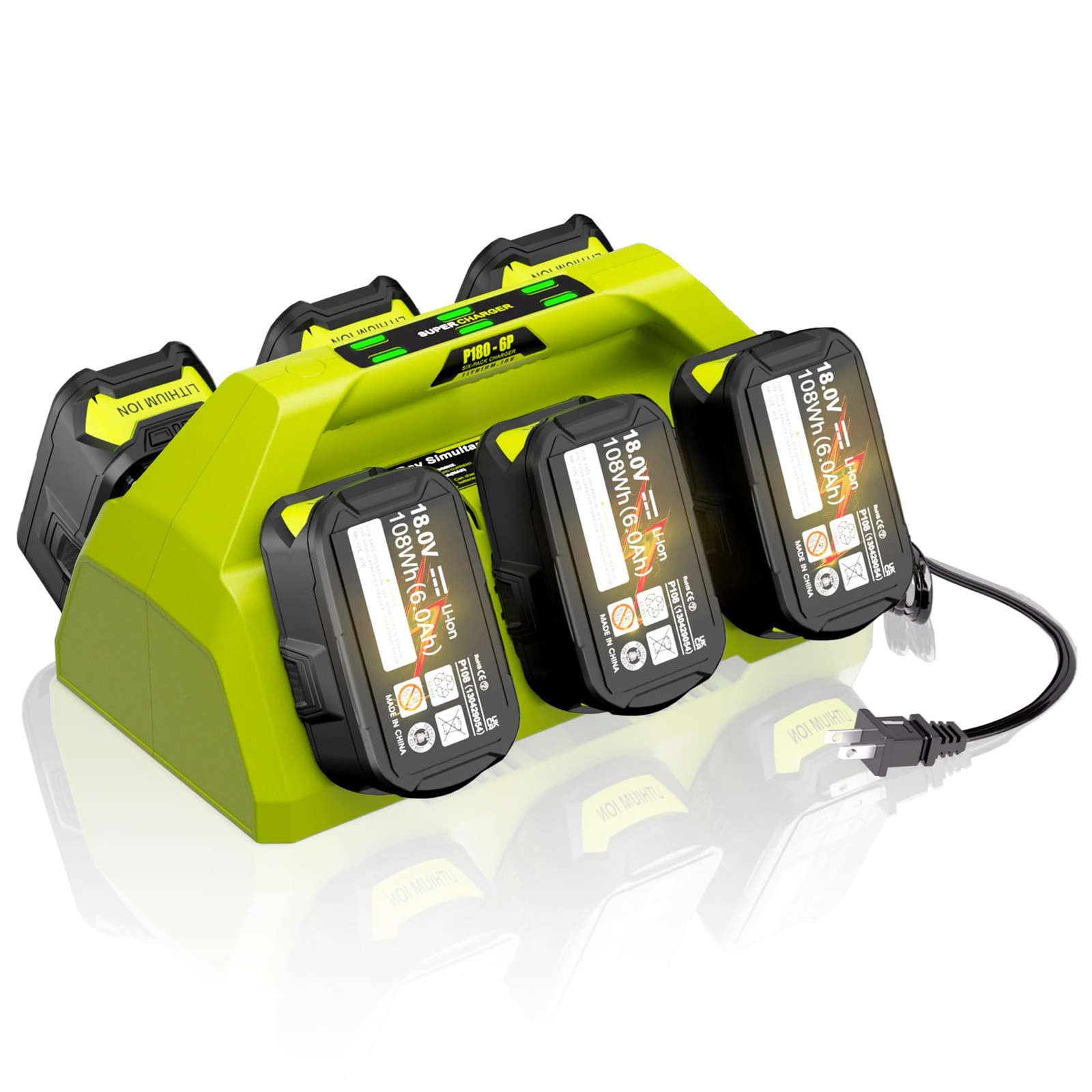 【Simultaneously Charging】 P135/PCG006 Rapid 6-Port Replacement for Ryobi 18V …