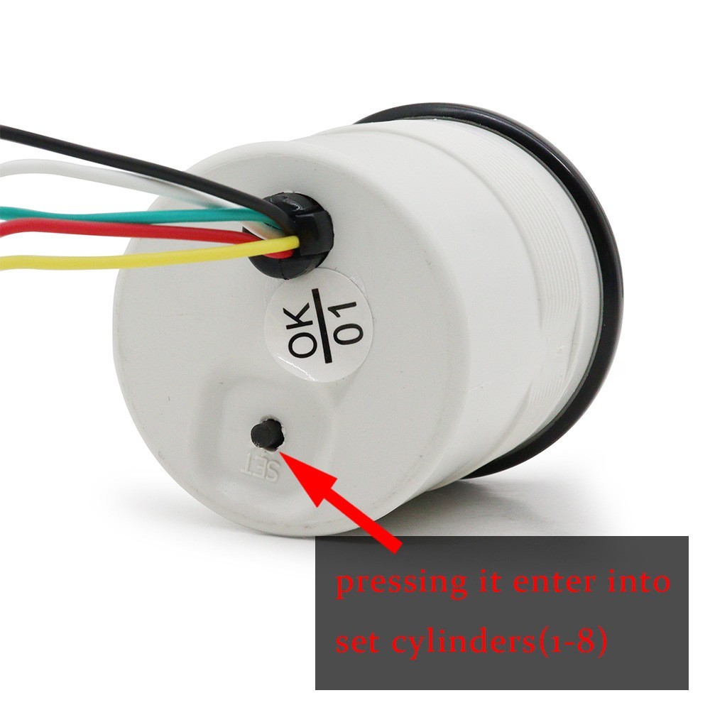 12V 52mm Tachometer with Mounting Bracket 0-8000 RPM for 1-8 Cylinder Engine