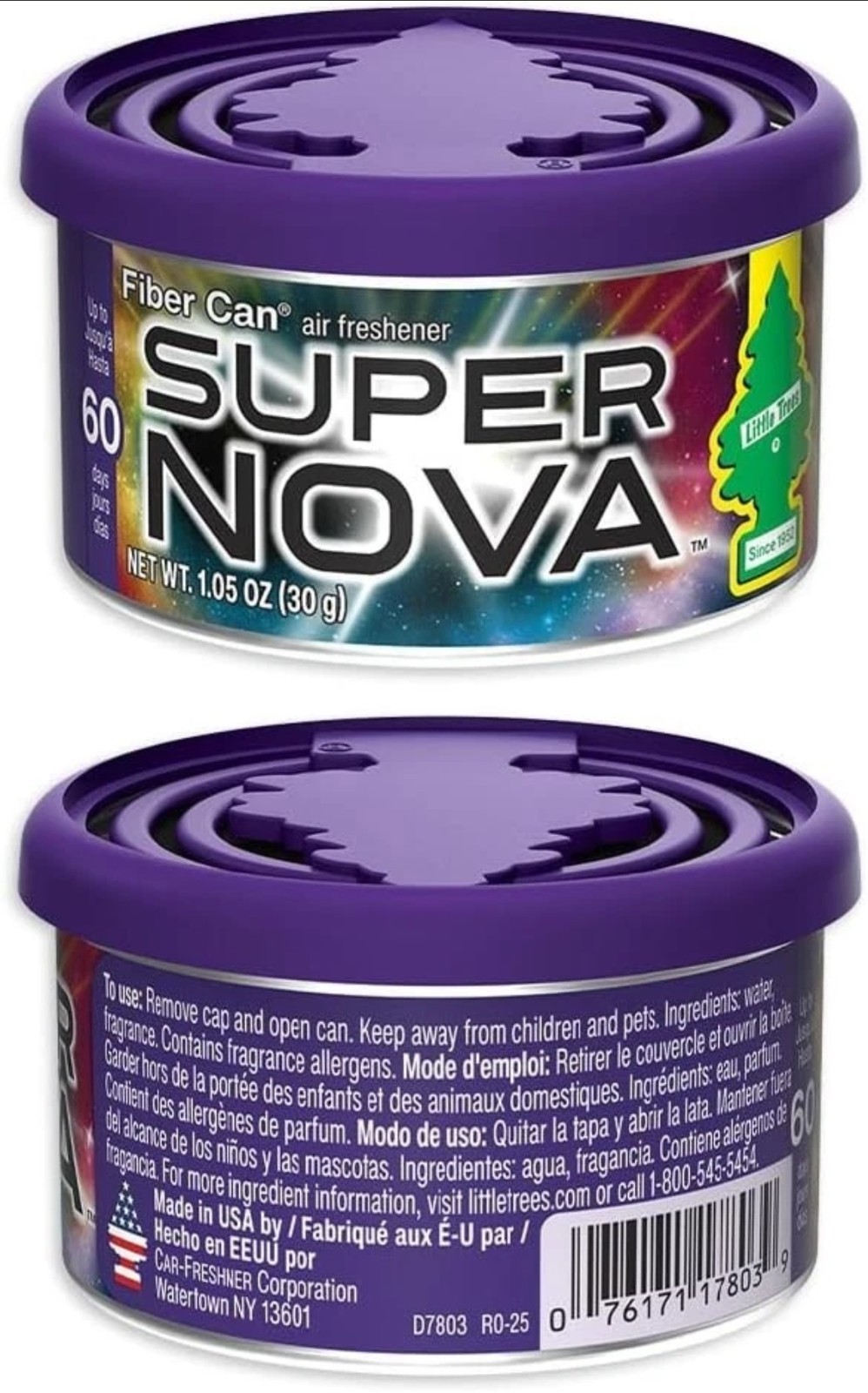 Little Trees Fiber Can Car Air Freshener Supernova Scent, 4 Packs, Free Shipping