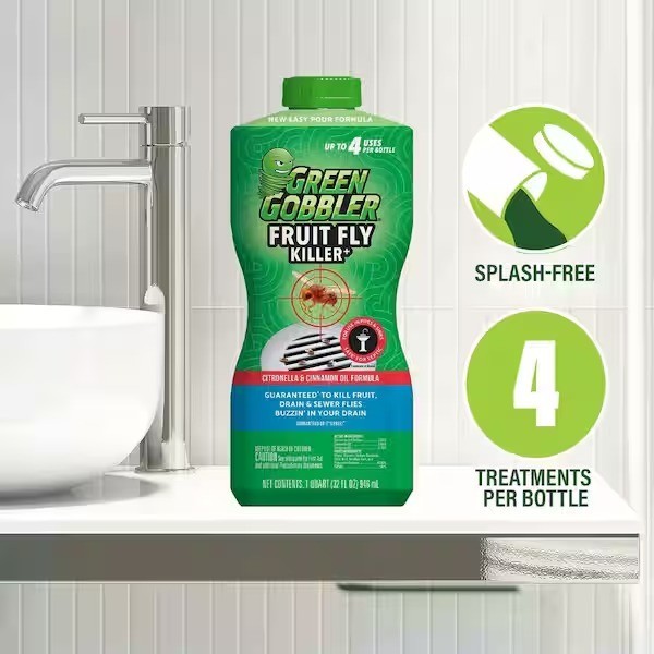 Green Gobbler Fruit Fly and Drain Fly Killer Goodbye Gel Drain Treatment 32 oz