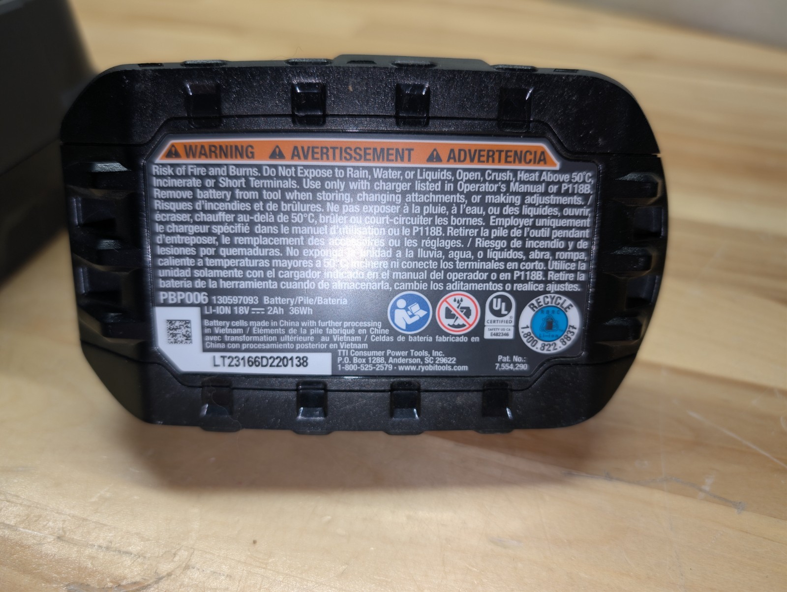 Genuine OEM Ryobi ONE+ 18V 2AH Battery PBP006 & Charger P118 Starter Kit