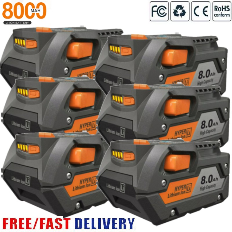 6-1x For RIDGID 8.0Ah Battery 18V R840087 R840083 R840085 R840084 Rigid Tool
