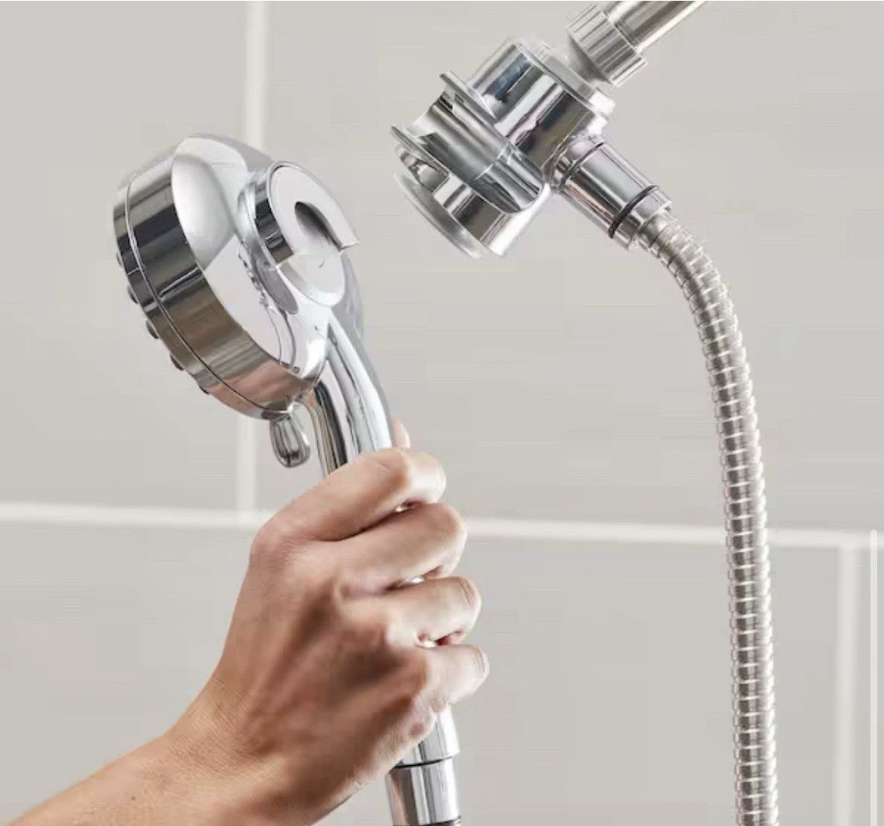 Waterpik PowerPulse Dual Dock Multi-Height 7 Spray Handheld Shower Head Chrome
