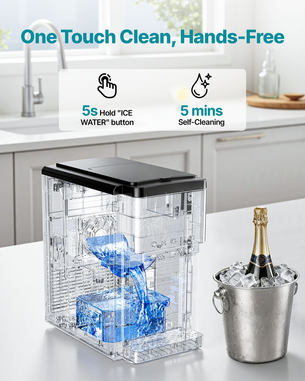 VEVOR Water Dispenser with Ice Maker 3-in-1 Countertop Water Cooler for Home