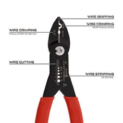 Compact 4-in-1 Multi-Purpose Wire Service Tool Gripper Cutter Stripper Crimper