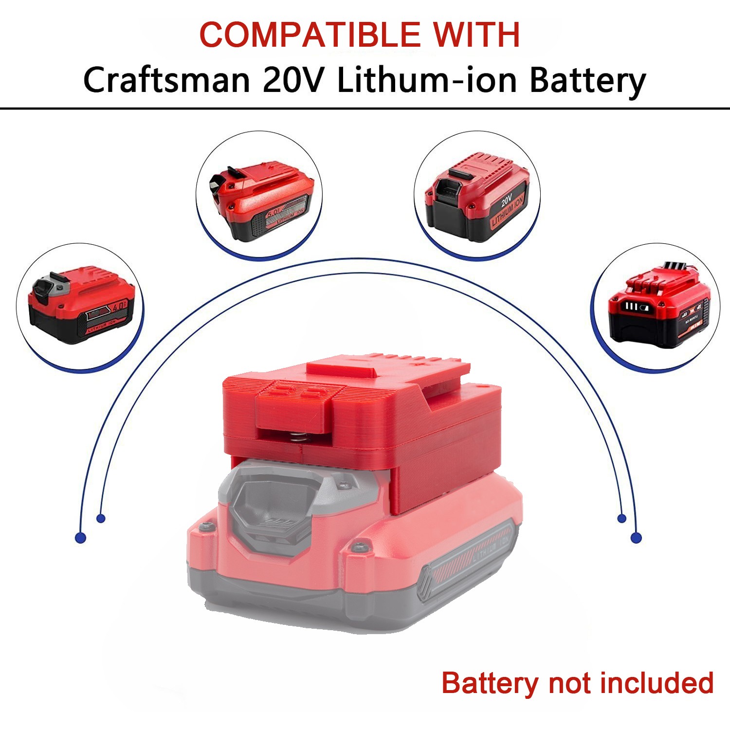 Battery Adapter For Craftsman 20V Li-Ion Battery to For Bauer 20V Power Tools US