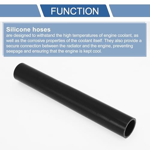 1 Pcs Straight Coupler Silicone Hose 300mm/11.81″ Length 0 35mm/1.38″ ID Black