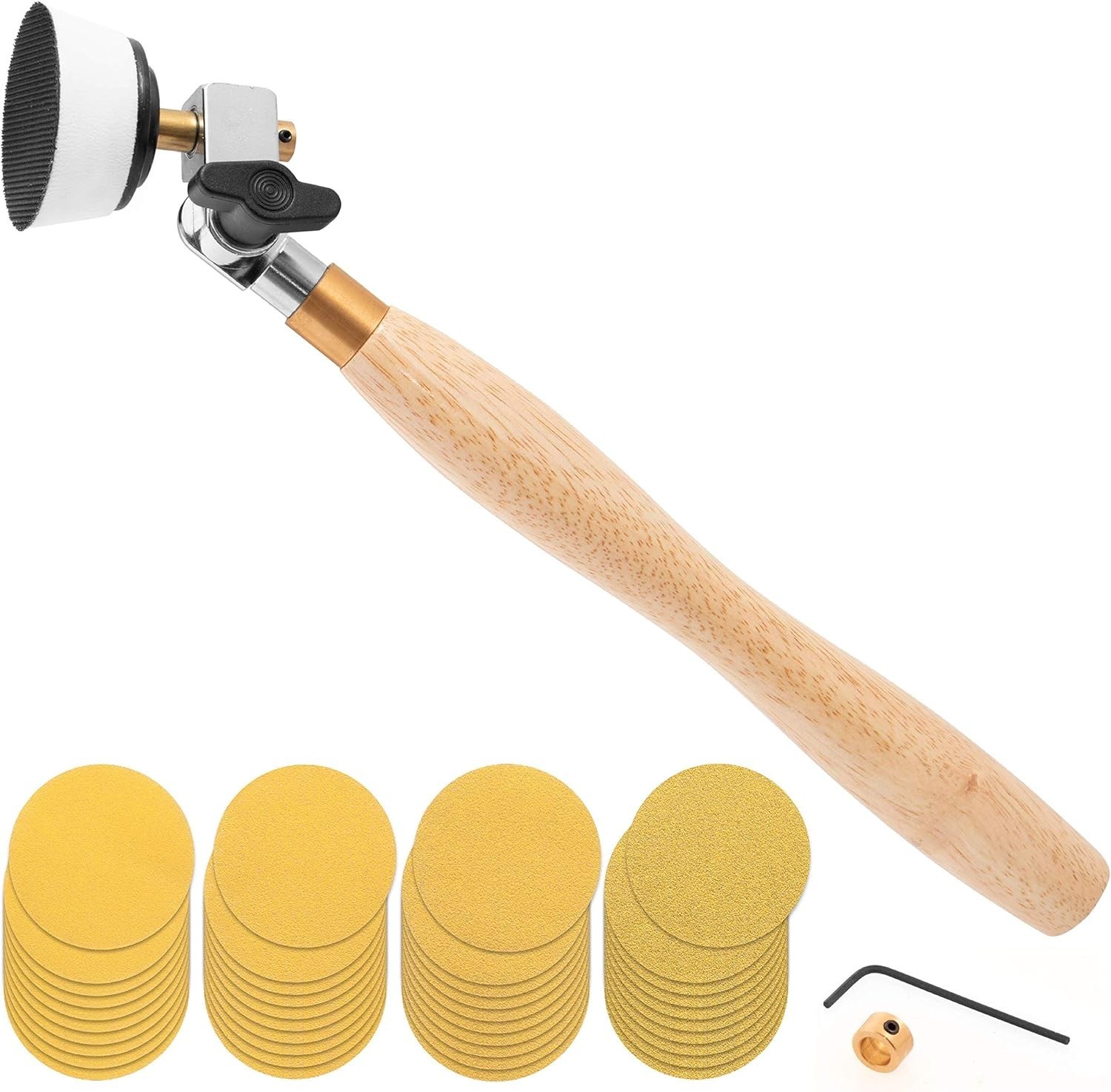 Bowl Sander Tool Kit w/Dual Bearing Head & Hardwood Handle, 42 Pieces