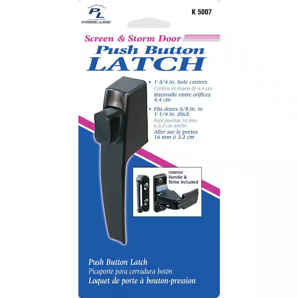 Prime-Line Push Button Screen or Storm Door Latch, Black
