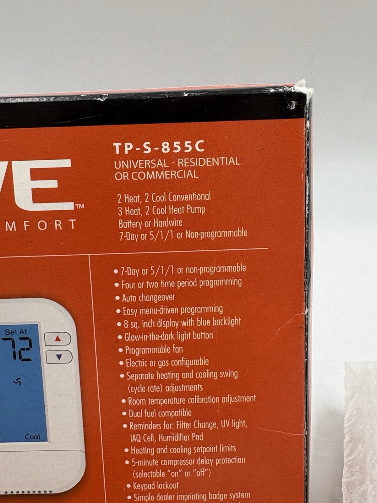 Vive Comfort TP-S-855C 7-Day Programmable Thermostat Residential Commercial