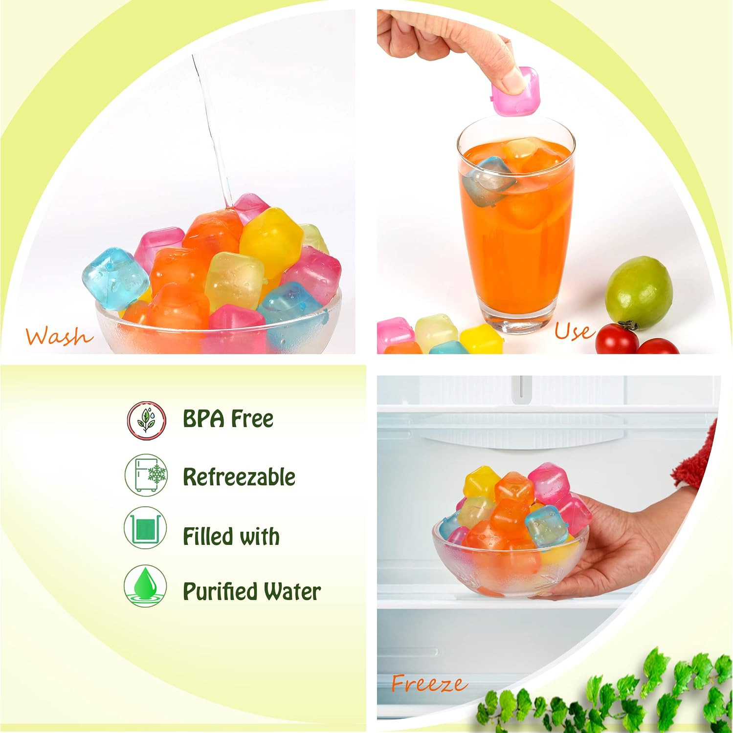 Reusable Ice Cube Plastic Ice Cubes 25 Pack Colorful Refreezable Icecubes