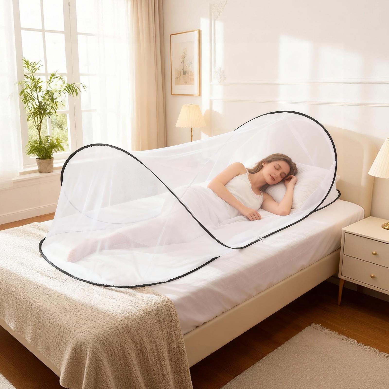 Pop Up Mosquito Net Tent Foldable Lightweight Bed Mesh w/ Storage Bag 78x31x22in