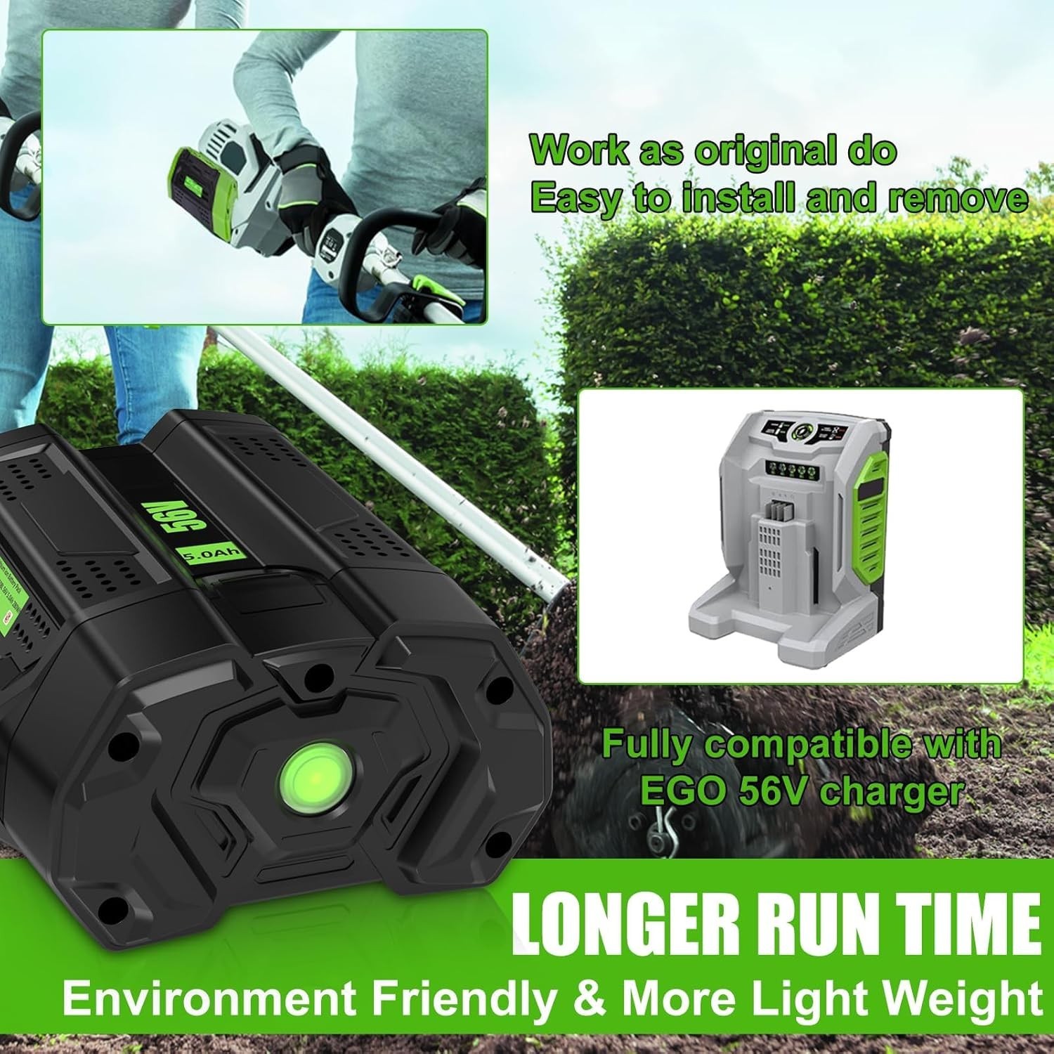 BA2800T 56V 5.0 Ah Lithium-ion Battery Upgrade Fuel Gauge for EGO POWER+