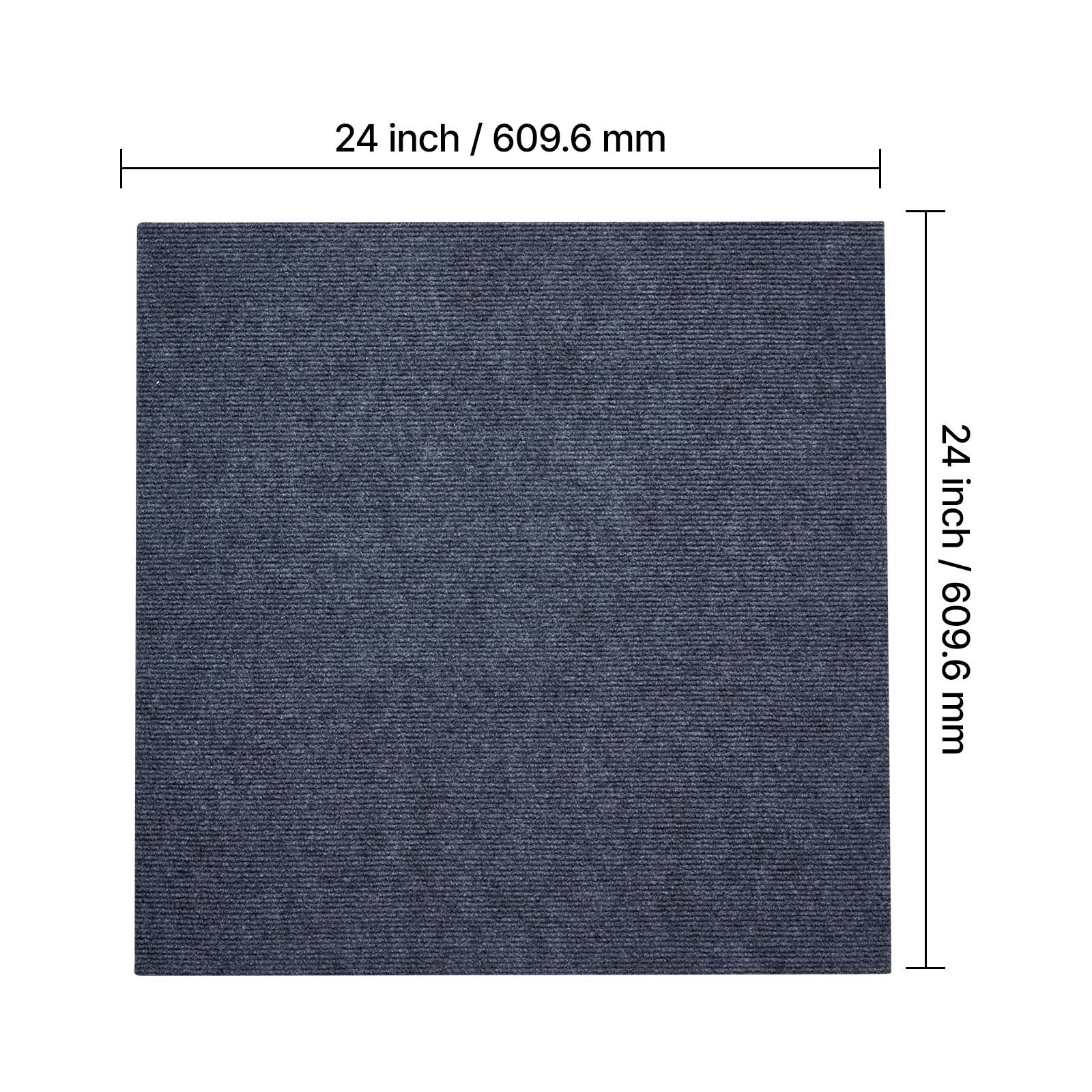 Uimoso 24×24 Inch Carpet Tiles, 15-Pack, Self-Adhesive Gray Rug Squares