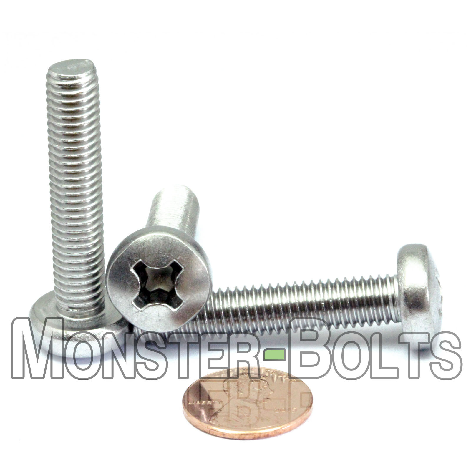 M8-1.25 x 40mm Stainless Steel Phillips Pan Head Machine Screws DIN 7985A