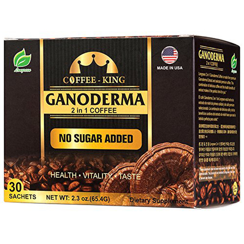 LONGREEN Coffee King 2 in 1 Ganoderma Mushroom Coffee – Made in USA – 30 Sachets