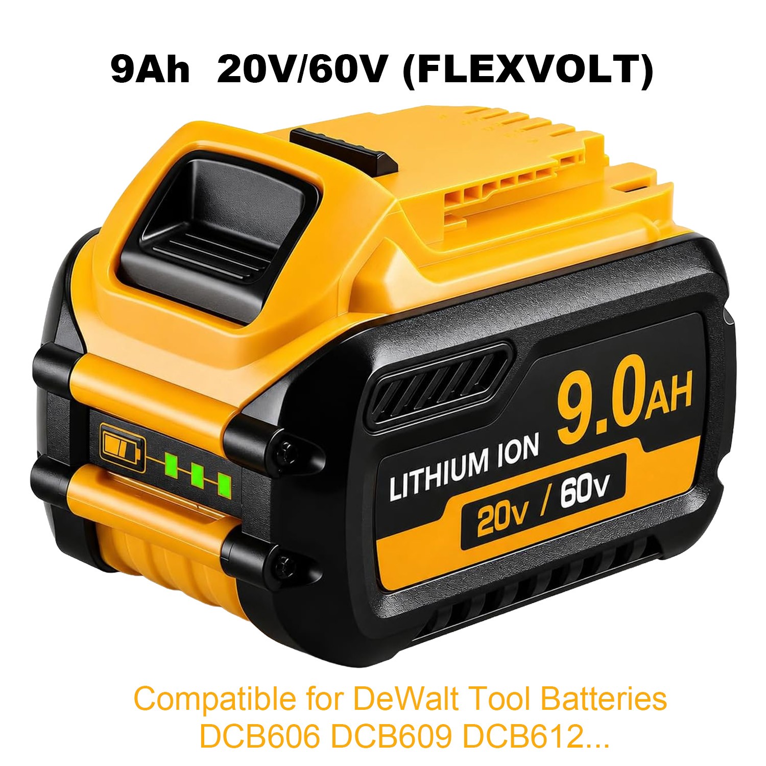 9Ah 1 Pack for DeWalt 20V MAX Tool Battery DCB606 609 612 High Capacity Li-Ion
