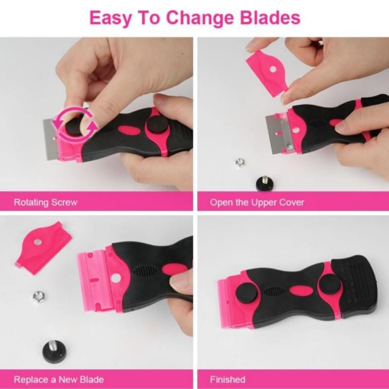Double Edged Razor Blade Scraping Tool Set with 10 Plastic & 10 Metal Blades