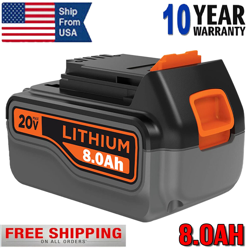 8.0AH For BLACK+DECKER LBXR20 20V LB2X4020 Battery MAX Lithium-ion LBXR2020 NEW