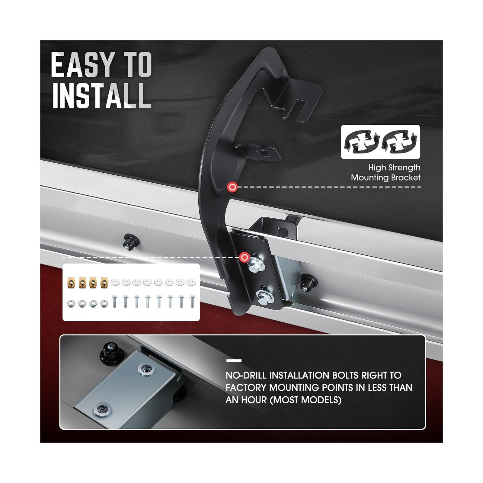 DNA Motoring 6.75″ Wide Flat Running Boards Side Step Bars Compatible with 20…