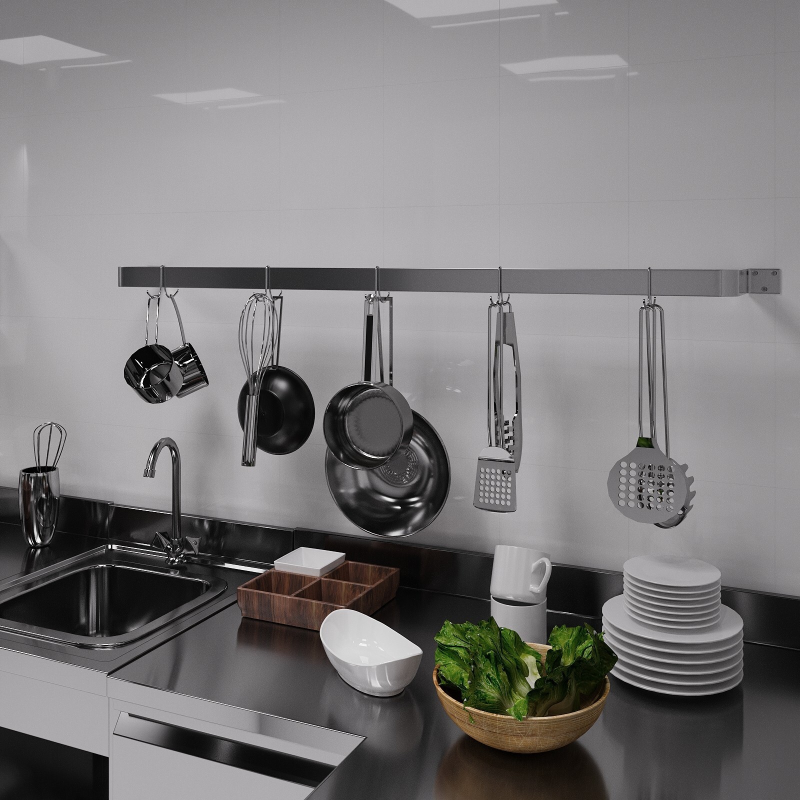 60 in. Wall-Mounted Stainless Steel Single-Line Pot Rack