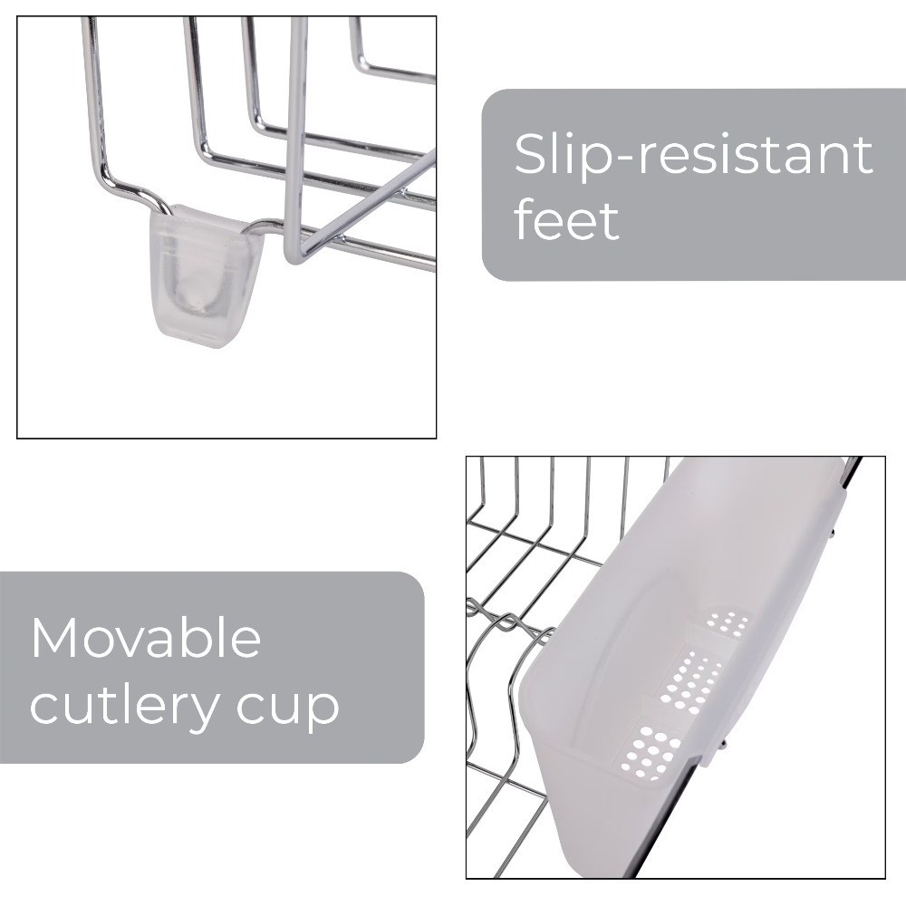 Stainless Steel Kitchen Dish Drying Rack and Drainer, Rust-Resistant Countertop