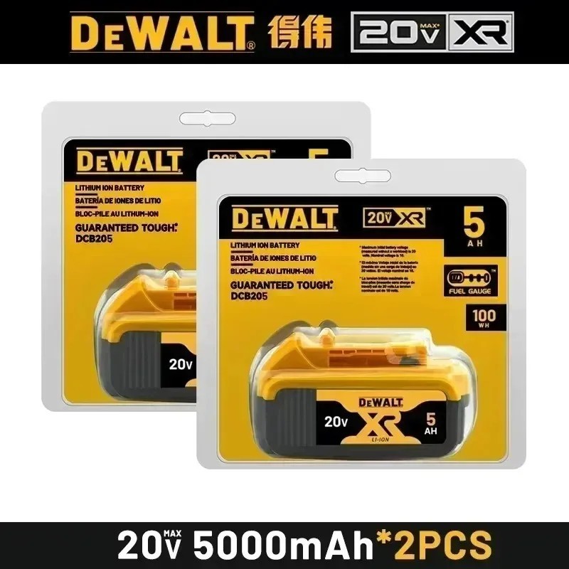 2 Pack DEWALT DCB205 20V Max XR 5.0Ah Lithium-Ion Battery New In Pack USA SELLER