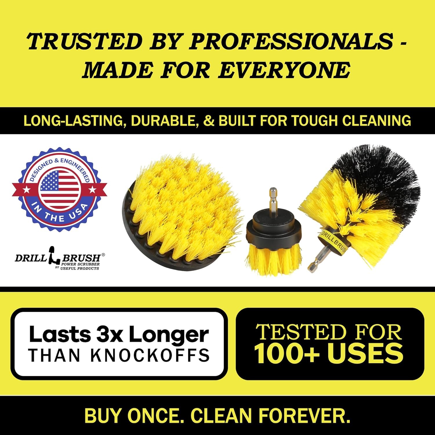 Drillbrush Drill Brush Attachment Set for Bathroom, Tile & Grout Cleaning | Powe