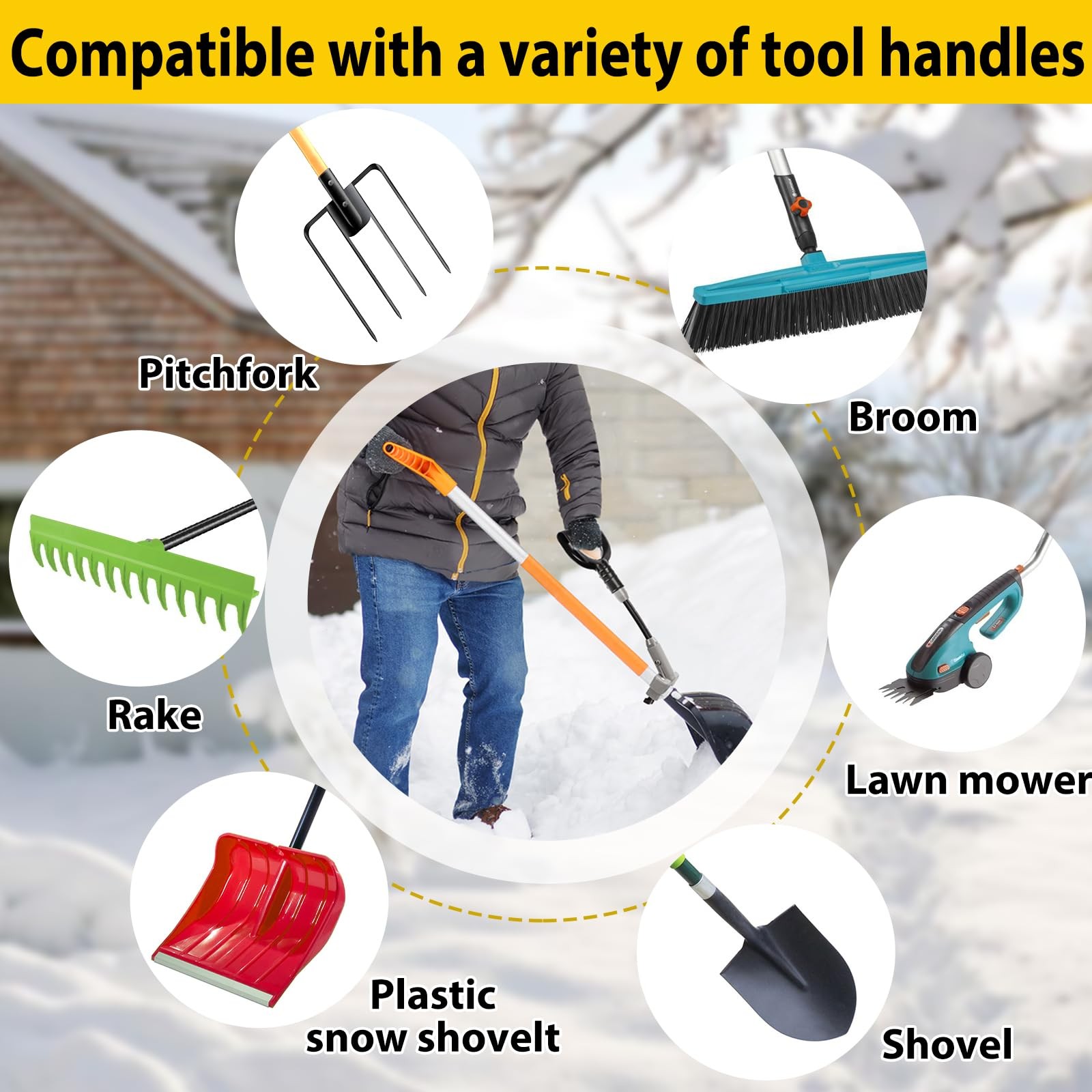 Universal Snow Shovel Handle, Back Saver Handle Attachment for Snow Shovel, Ergo