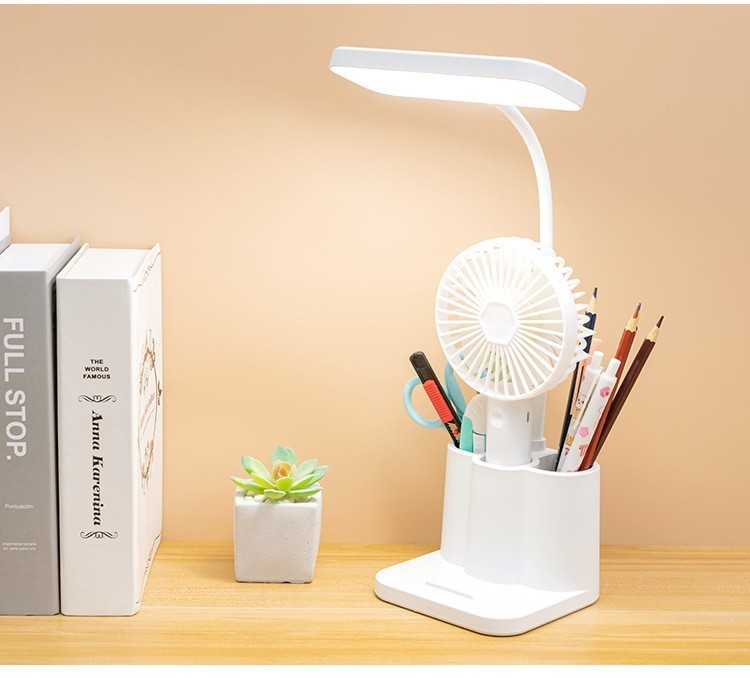 USB Rechargeable LED Desk Lamp Table Light with Pen Holder for Home Office Study