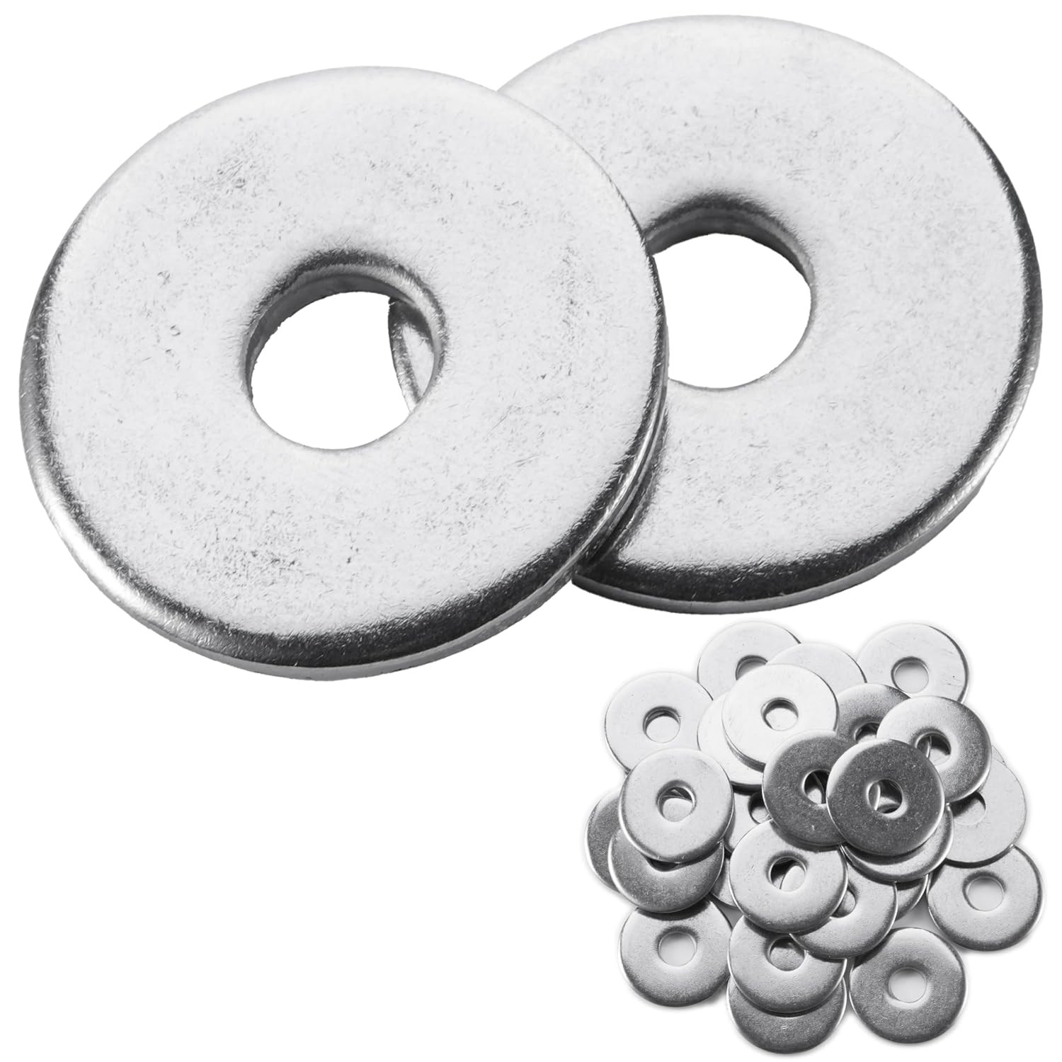 60 Pcs 1/4″ Fender Washers Stainless, 1/4″ ID X 0.97″ OD X 0.07″ Thick, Large Fe