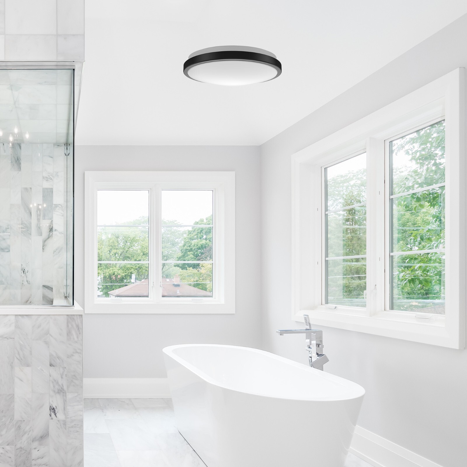LED Flush Mount Ceiling Light 10 in. Matte Black Round Dimmable 4000K Daylight