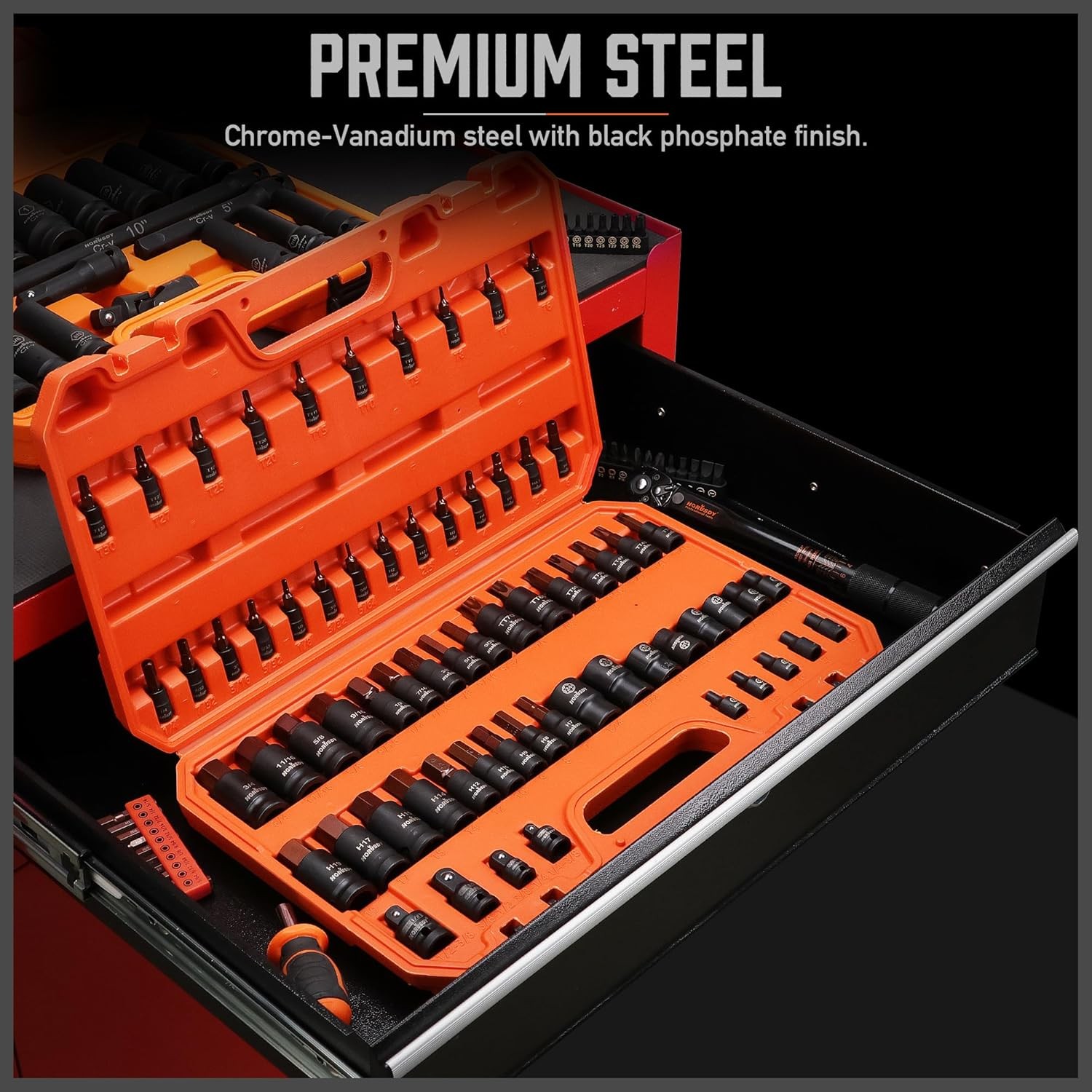 66 Piece Allen Socket Set Torx Bit & Female External Star Sockets S2 Steel