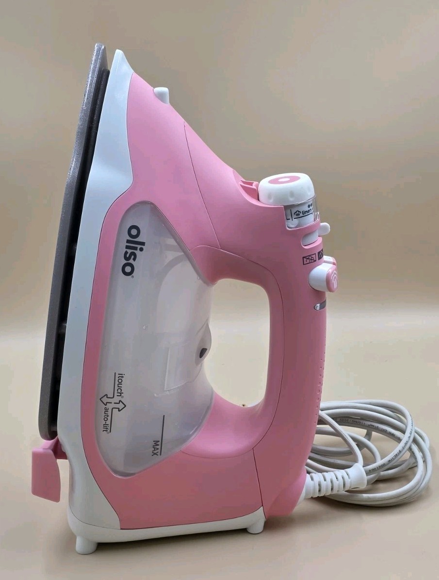 Oliso TG1600 ProPlus 1800W Smart Steam Iron Auto Lift for Sewing Pink