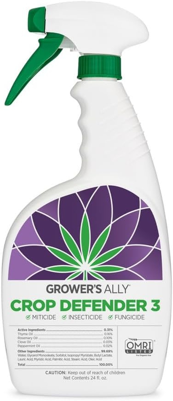 Crop Defender 3 Ready-To-Use 24 Oz | Natural, Safe & Organic Insecticide & Fungi
