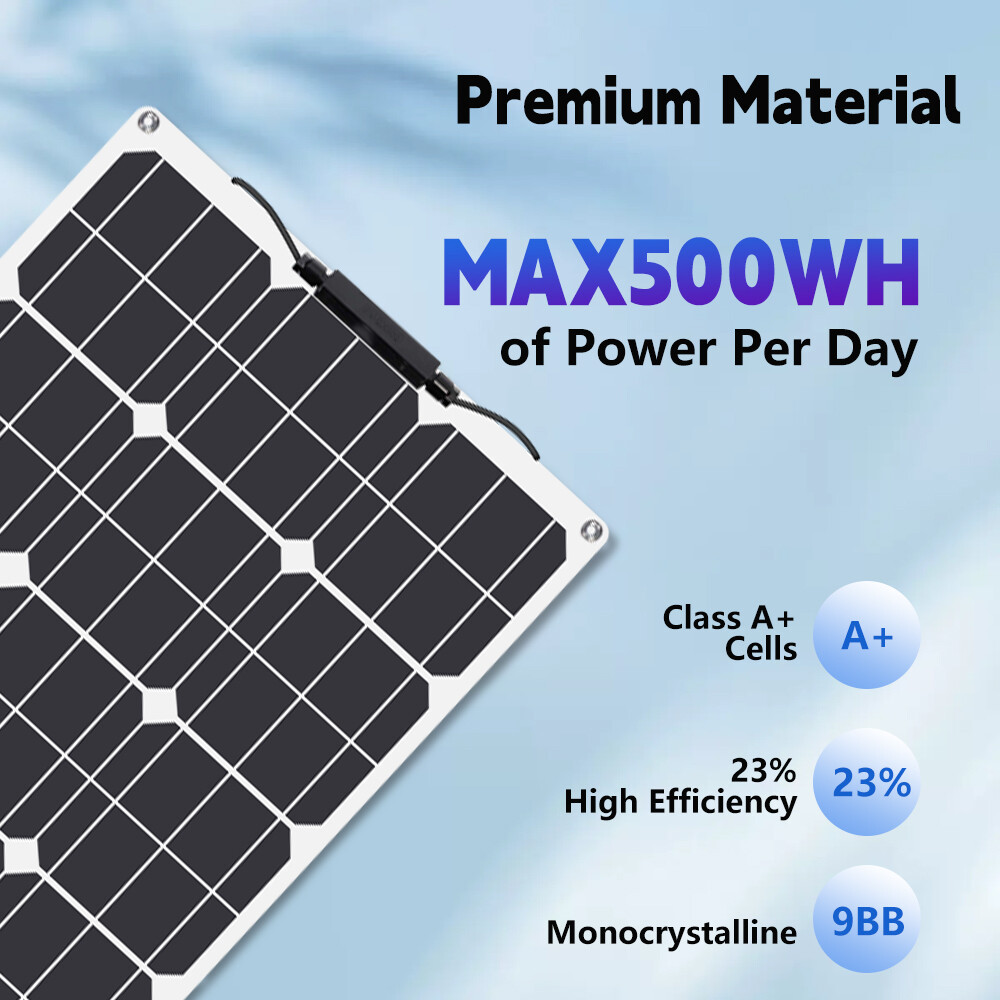 300W Watt Flexible Solar Panel Portable Mono RV Camping Battery Charge Boat 12V