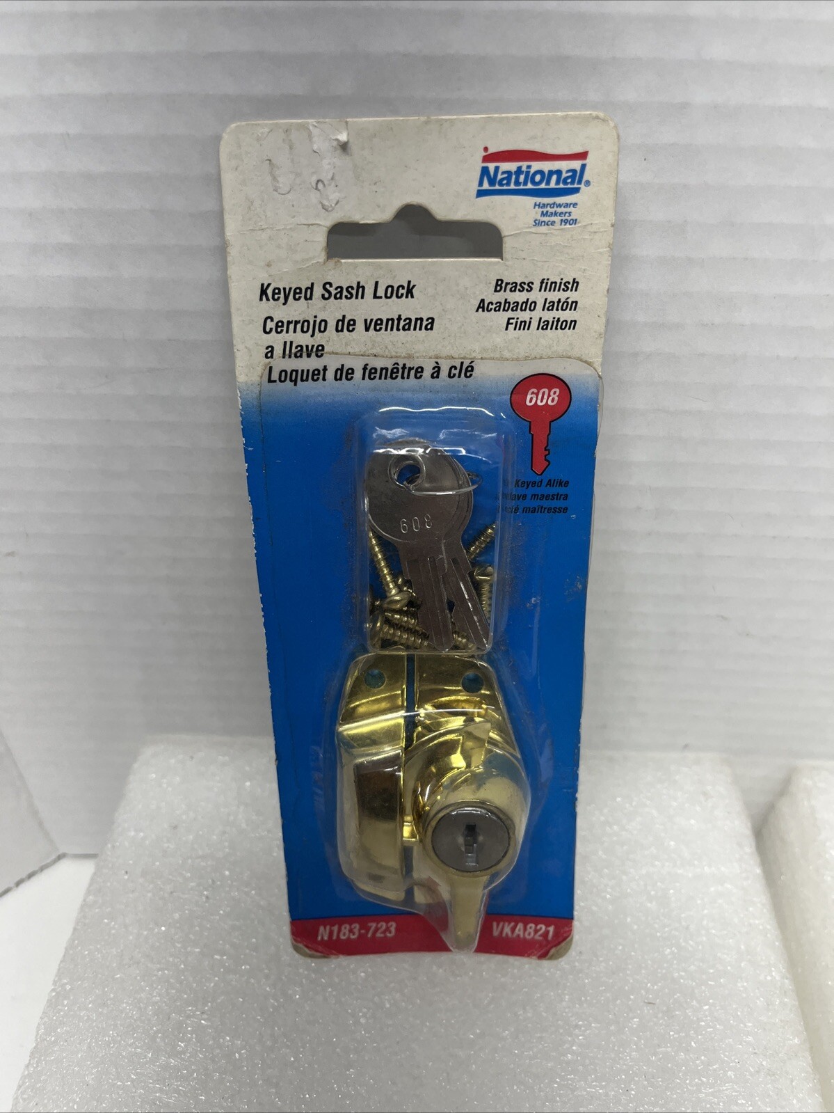 National Brass Keyed Sash Lock N183-723 VKA821 1/8″ 3.2 mm