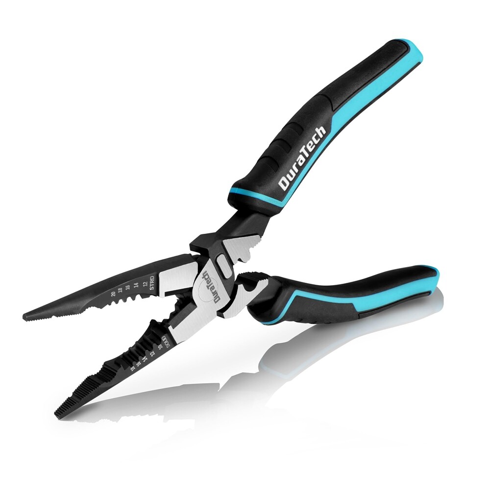 DURATECH 6-in-1 Needle Nose Plier 8.5″ Heavy Duty Long Nose Pliers Wire Stripper
