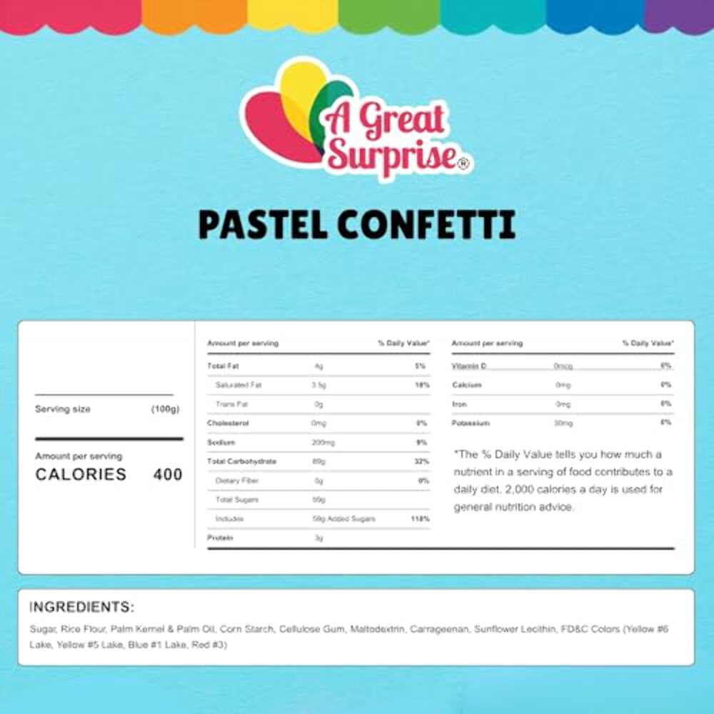 A Great Surprise Spring Confetti Sprinkles 1.7 lb Bulk Pastel Confetti Jimmies